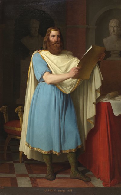Portret van de Visigotische koning Alarik II door Carlos Maria Esquivel
