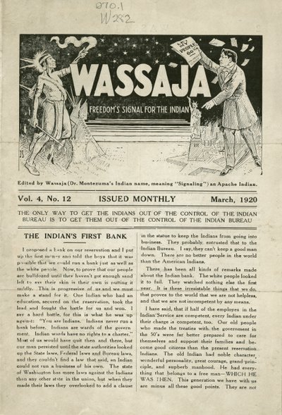 Uitgave van Wassaja, Vol. 4, No. 12 door Carlos Montezuma