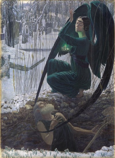 De dood van de grafdelver La mort du fossoyeur, 1895-1900 door Carlos Schwabe