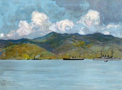 Onze Oorlogsschepen voor de Kust bij Santiago de Cuba, 3 juni 1898 door Carlton Theodore Chapman