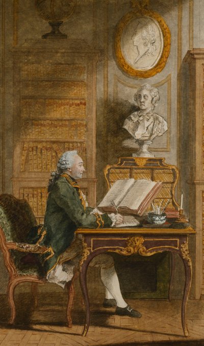 Monsieur de Cormainville in Zijn Bibliotheek, Schrijvend aan Zijn Bureau door Carmontelle