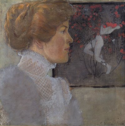 Portret van een dame door Carola Nahowska
