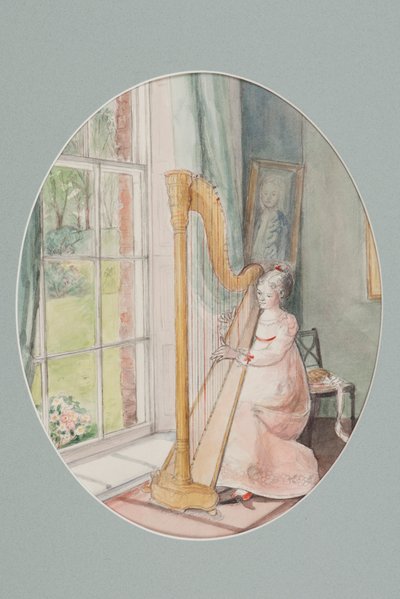 Een jonge vrouw met een harp door Caroline Hervey Bathurst