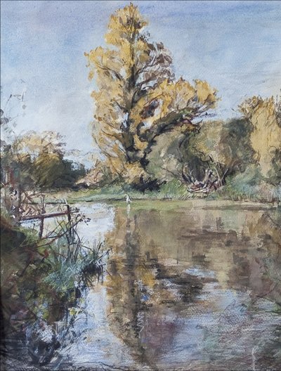 Vroege herfst aan de rivier Test, 2007 door Caroline Hervey Bathurst