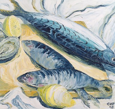 Makreel met Oesters en Citroenen, 1993 door Carolyn Hubbard Ford