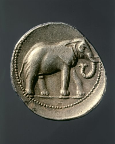 HANNIBAL Barca: Gouden munt met de olifant van Hannibal (gouden munt) door Carthaginian Carthaginian