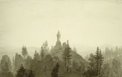 Beeld van de Madonna in de bergen door Caspar David Friedrich