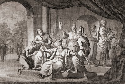Edelman gewurgd met een Zijden Koord. Ottomaanse Rijk door Caspar (after) Luyken