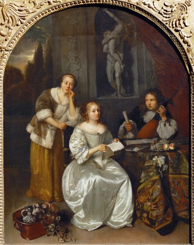 De zangles ... door Caspar (studio of) Netscher