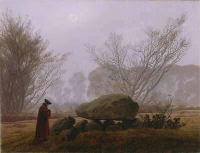 Een wandeling bij schemering (c.1830-5) door Caspar David Friedrich