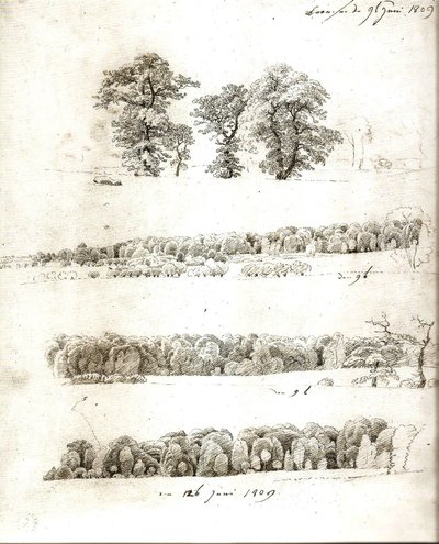 Boomstudies 1809 door Caspar David Friedrich