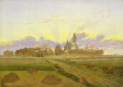 Dageraad in Neubrandenburg door Caspar David Friedrich