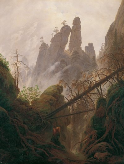 Rotslandschap in het Elbsandsteengebergte door Caspar David Friedrich