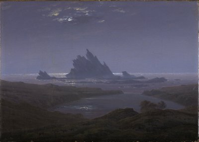 Rotsachtige kust aan zee door Caspar David Friedrich