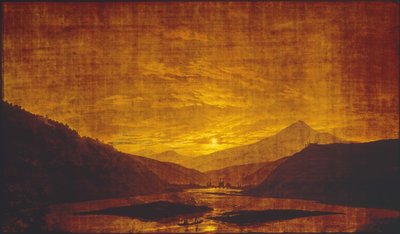 Rivierlandschap bij nacht door Caspar David Friedrich
