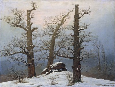 Duits: Hünengrab im Schnee Steenhoop in de sneeuw door Caspar David Friedrich