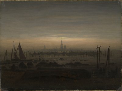 Greifswald in Maanlicht door Caspar David Friedrich