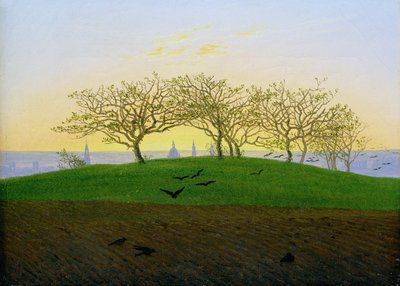 Heuvels en Geploegde Velden bij Dresden door Caspar David Friedrich