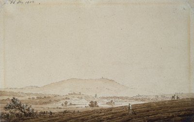 Landschap in Bohemen met Uitzicht op de Jeschkenberg door Caspar David Friedrich