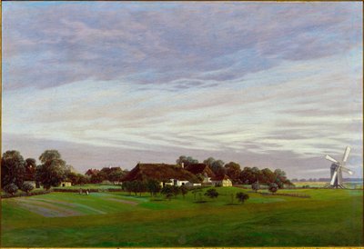 Het vlakke land, omgeving van Greifswald, Duitsland door Caspar David Friedrich