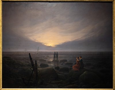 Maanopkomst boven de zee door Caspar David Friedrich