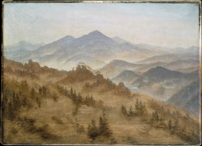 Bergen in de opstijgende mist door Caspar David Friedrich