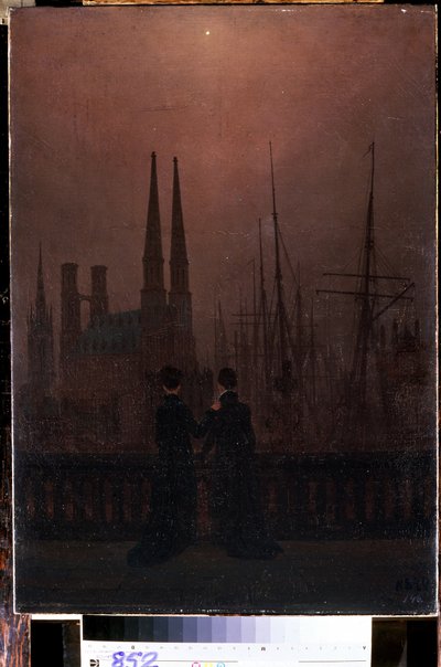 Avond in de haven (Zusters) door Caspar David Friedrich
