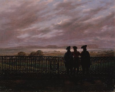 De dichters Vasily Andreyevich Zhukovsky, Sergeyevich Ivan Turgenev en Aleksandr Ivanovich Turgenev (late jaren 1820) door Caspar David Friedrich