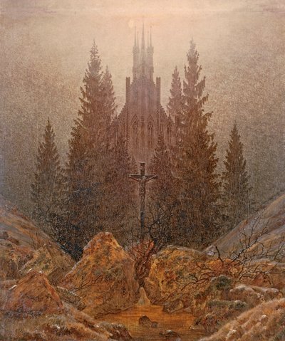 Het kruis in de bergen door Caspar David Friedrich