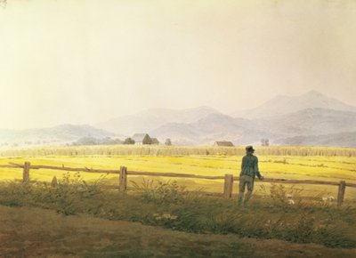 Uitzicht op Schmiedebergerkamm door Caspar David Friedrich