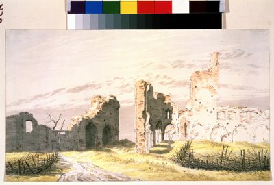 Uitzicht op de ruïnes van een klooster in Elden door Caspar David Friedrich
