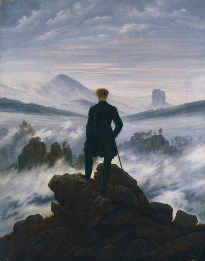 Wandelaar boven de zee van mist door Caspar David Friedrich