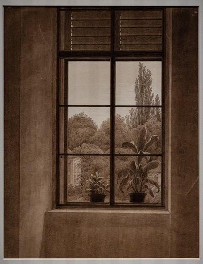 Raam met uitzicht op een park door Caspar David Friedrich