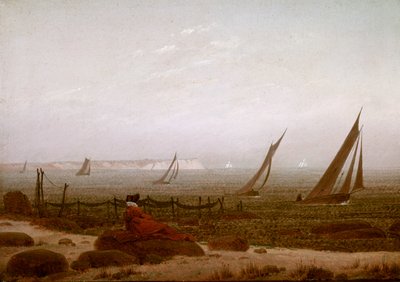 Vrouw op het strand van Rügen door Caspar David Friedrich
