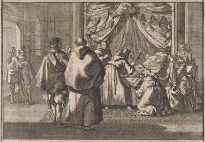 Dood van de Infante Isabella, landvoogdes van de Nederlanden, te Brussel, 1633 door Caspar Luyken (attributed to)