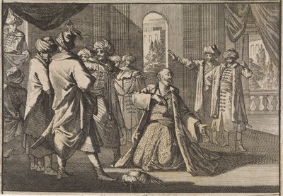 Emir Fakardin smeekt sultan Murat IV om zijn leven, 1633 door Caspar Luyken (attributed to)