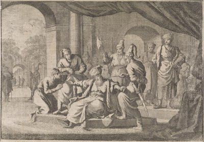 Mustafa, de neef van sultan Murat IV, wordt op zijn bevel gewurgd, 1639 door Caspar Luyken (attributed to)