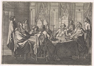 Onderhandelingen tijdens de Vrede van Münster, 1648 door Caspar Luyken (attributed to)