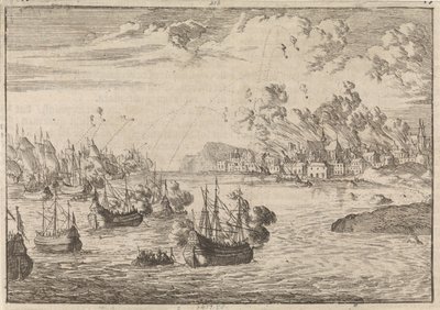 Bombardement van Dieppe, 1694 door Caspar Luyken