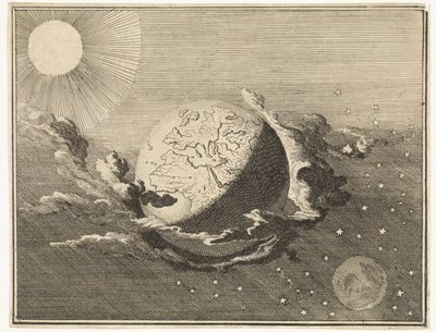 Heelal met aarde, zon, maan en sterren door Caspar Luyken