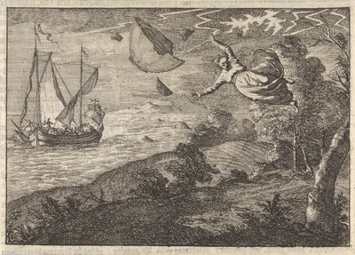 Hevige wind aan de kust van Malmö, 1679 door Caspar Luyken