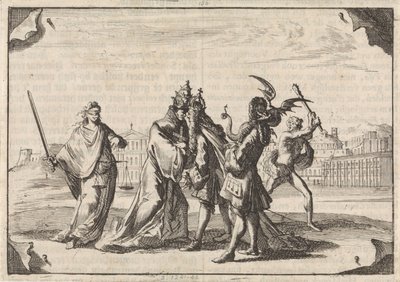 Spotprent over de strijd tussen Lodewijk XIV en paus Innocentius XI, 1687 door Caspar Luyken