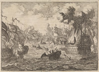 Zeeslag bij Kaap La Hogue, 1692 door Caspar Luyken