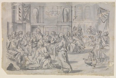 De voetwassing van de apostel Petrus door Caspar Menneler