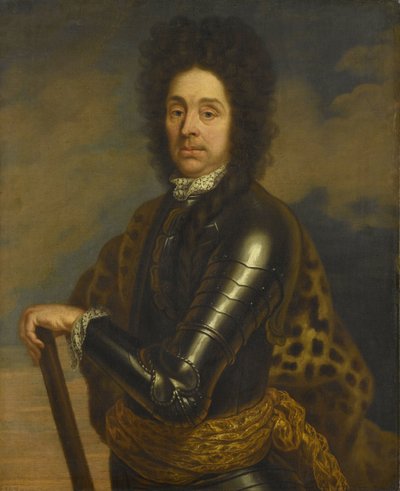 Portret van Menno Baron van Coehoorn (1641-1704). Generaal in de Artillerie en Vestingbouwkundige door Caspar Netscher (copy after)