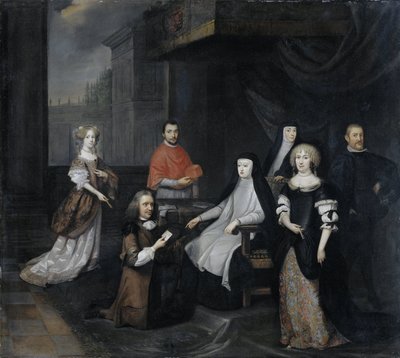 Ontvangst van de Nederlandse ambassadeur Hieronymus van Beverningk door de Spaanse koningin-regentes Maria-Anna van Oostenrijk, 2 maart 1671 door Caspar Netscher