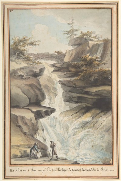 Een Brug op de Aar, aan de Voet van de Grimsel, in het Kanton Bern door Caspar Wolf