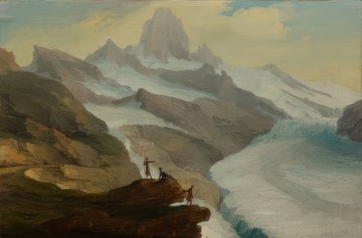 Uitzicht vanaf de Bänisegg over de onderste Grindelwaldgletsjer door Caspar Wolf