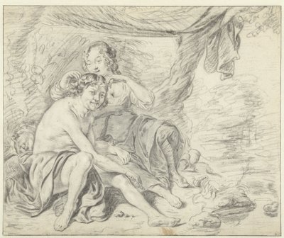Herderin kroont een herder met een lauwerkrans door Casper Casteleyn (attributed to)