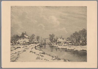 Besneeuwd landschap met vaart en ophaalbrug door Casper M.L. Kouw